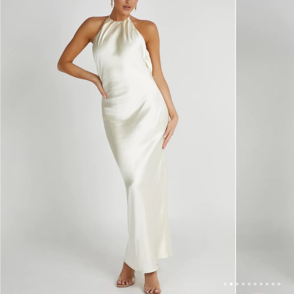 Sammy Satin Halter Maxi Dress - Ivory